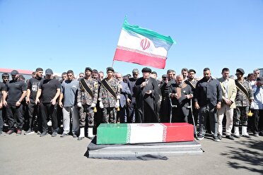 تشییع سومین شهید گمنام در  دهکده ورزشی شهدای فرشتگان میناب فدراسیون کشتی